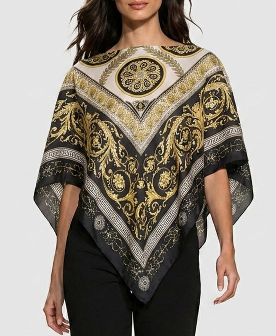 
Print Satin Scarf Poncho in YELLOW/BLACK view 1