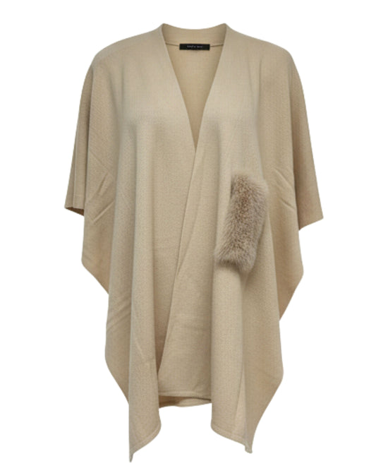 Wrap Cape w/ Faux Fur Trim view 