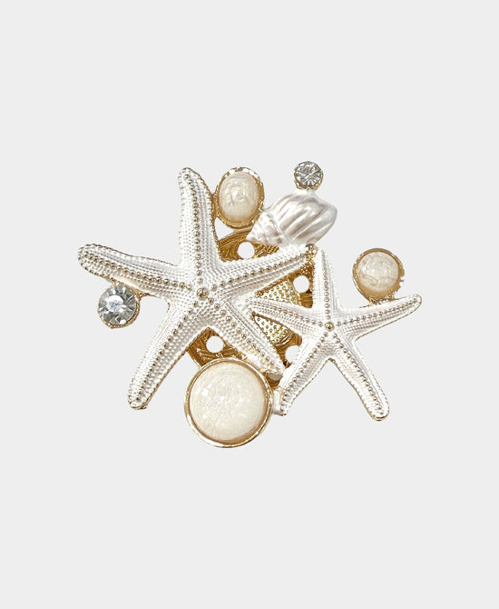Starfish & Seashell Magnetic Brooch view 1
