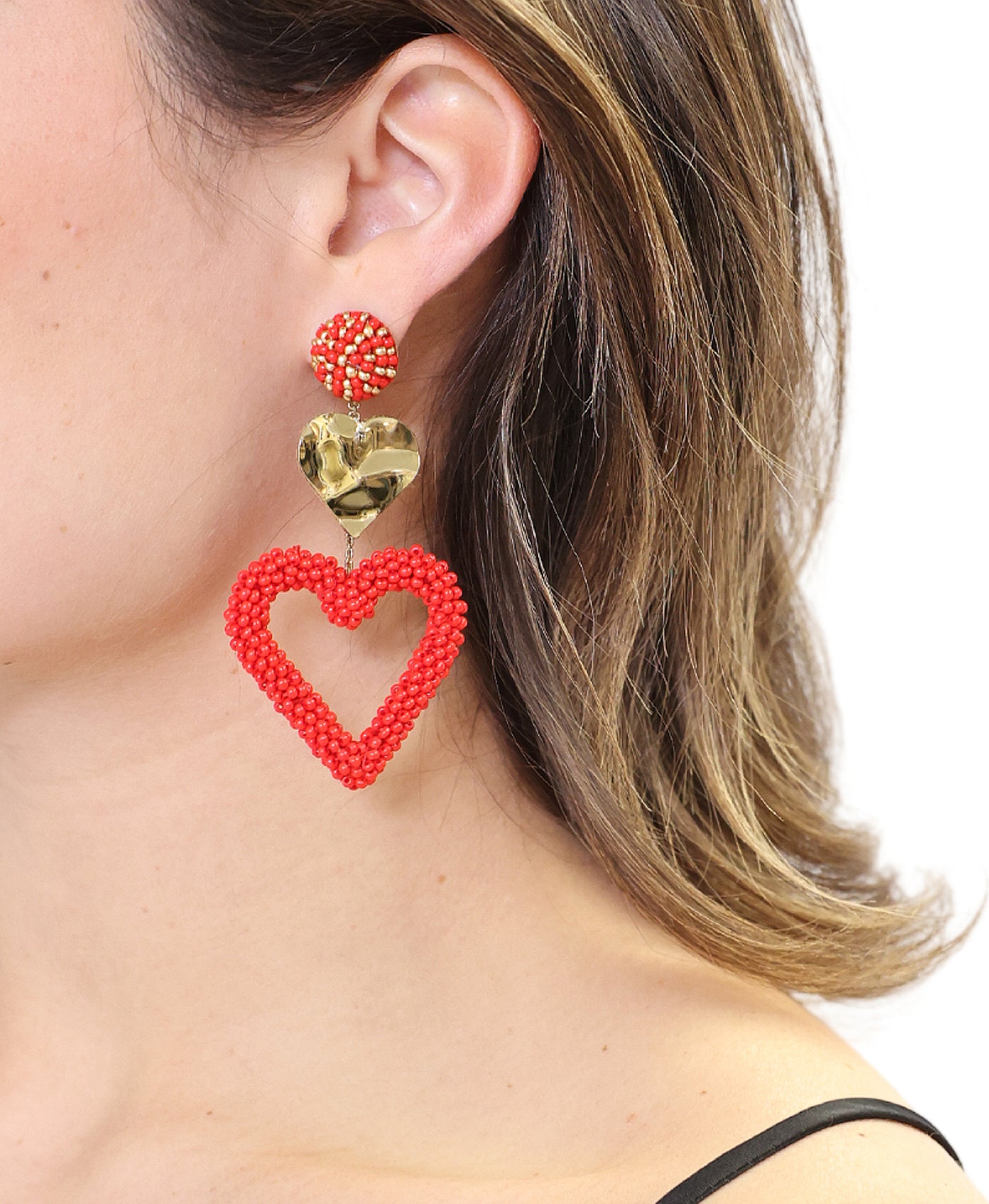 Glass Bead Heart Earrings image 1