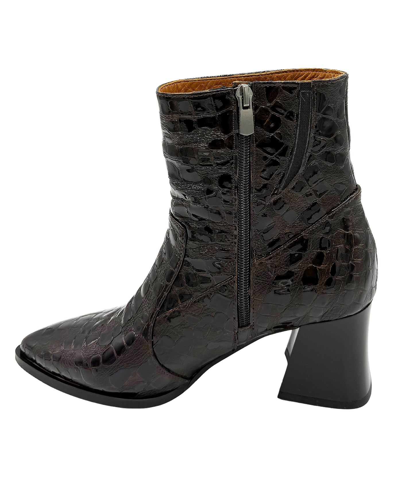 Leather Croc-Print Textured Bootie view 2