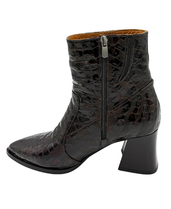 Leather Croc-Print Textured Bootie view 