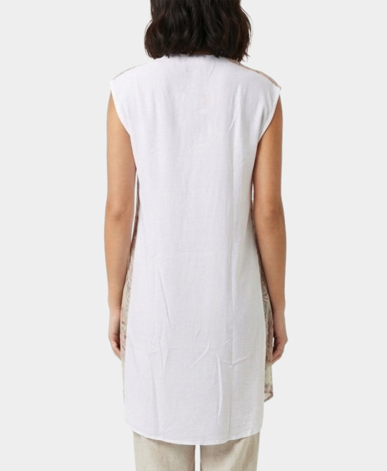 Sheer Printed Vest Top w/ Rhinestones & Beads view 2