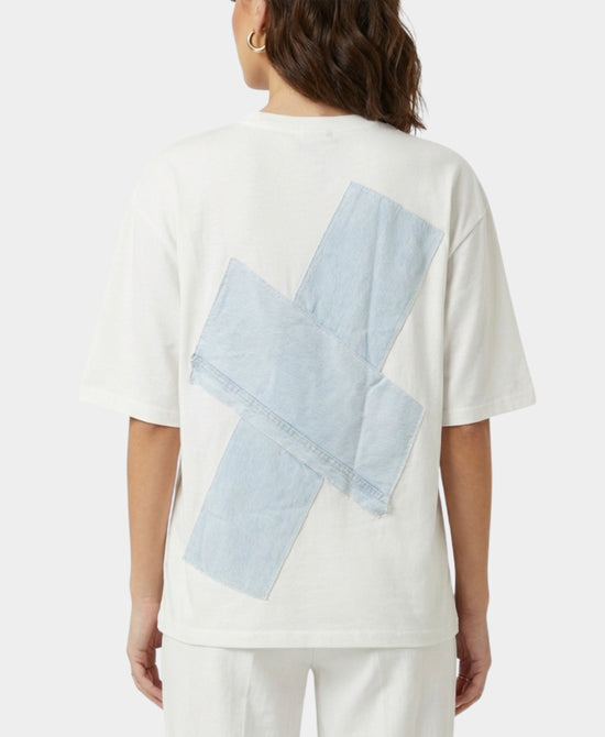 Sheer Blouse w/ Denim Trim & Rhinestones view 2