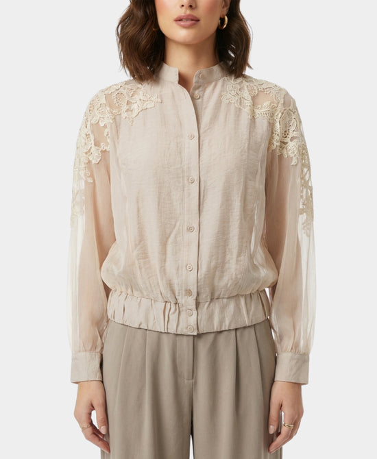 Bomber Jacket w/ Lace Trim view 1