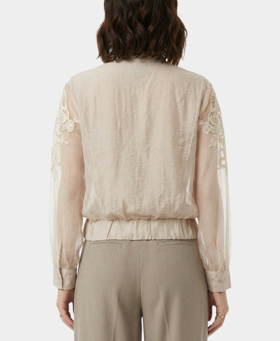 Bomber Jacket w/ Lace Trim view 2