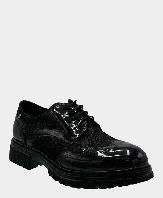 
Patent Leather & Suede Shimmer Oxford Loafer in BLACK view 1