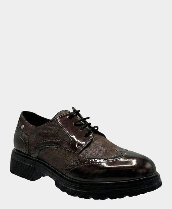 
Patent Leather & Suede Shimmer Oxford Loafer in DARK BRONZE view 1