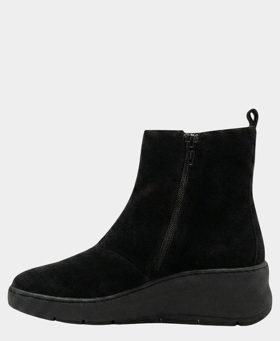 
Suede Wedge Bootie w/ Leopard Detail in BLACK/BROWN view 2