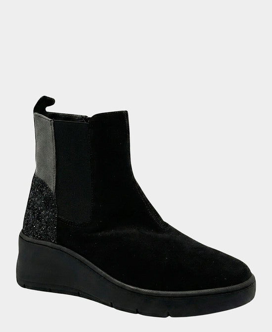 
Suede Wedge Bootie w/ Sequin Detail in BLACK view 1