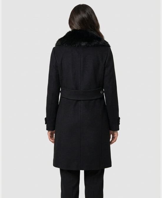 
Wool Blend Coat w/ Fox Fur Trim in BLACK view 2