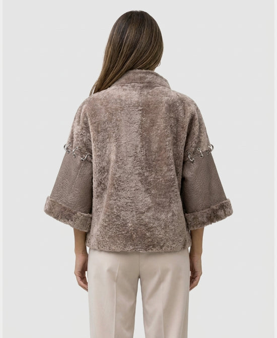 
Shearling Jacket w/ Ring Detail in TAUPE view 2
