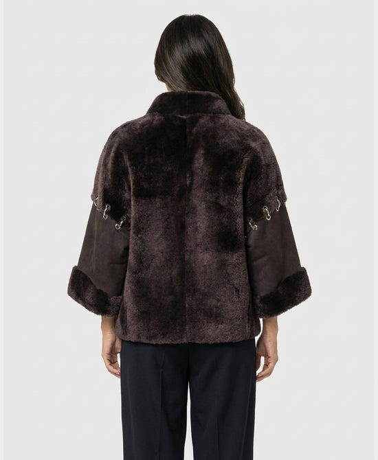 
Shearling Jacket w/ Ring Detail in BROWN view 2