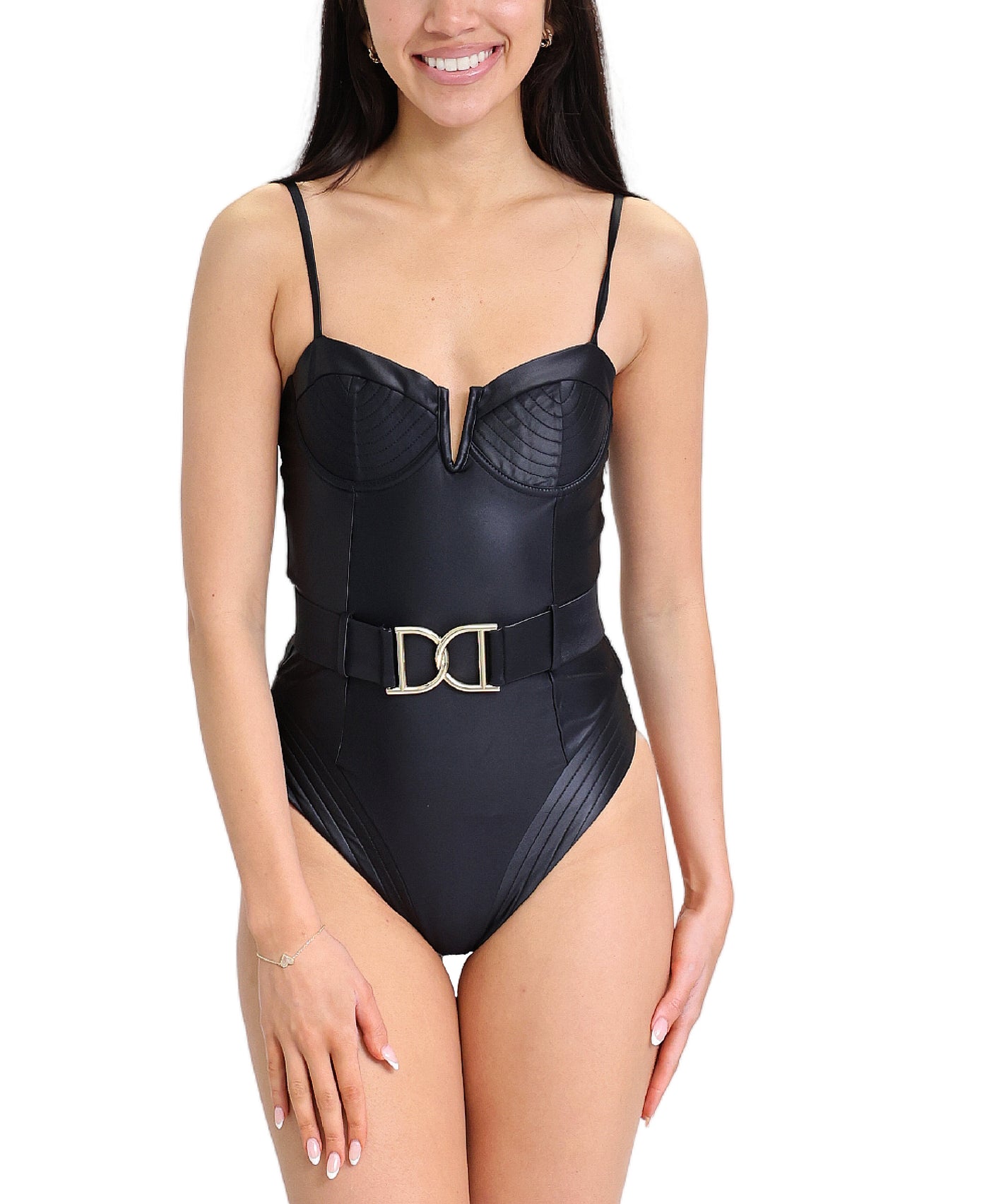 Satin Bustier One Piece Swimsuit image 1