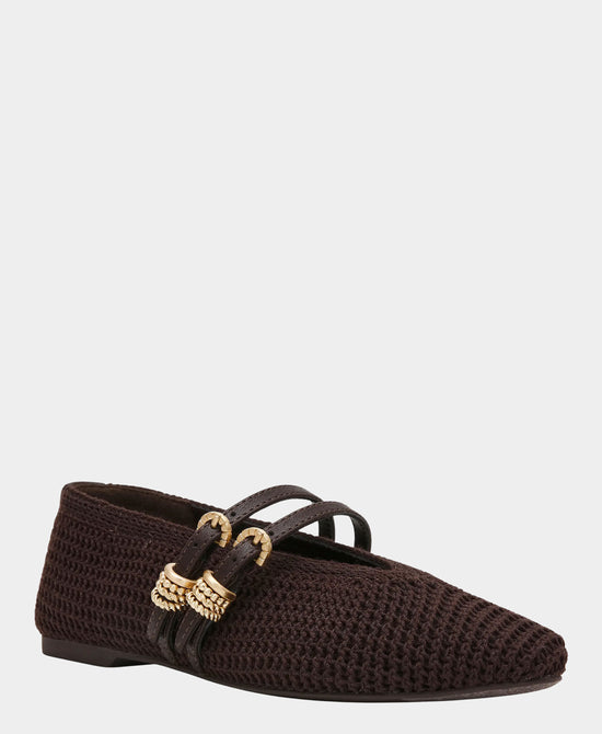
Crochet Mary Jane Ballet Flat in CHOCOLATE view 1