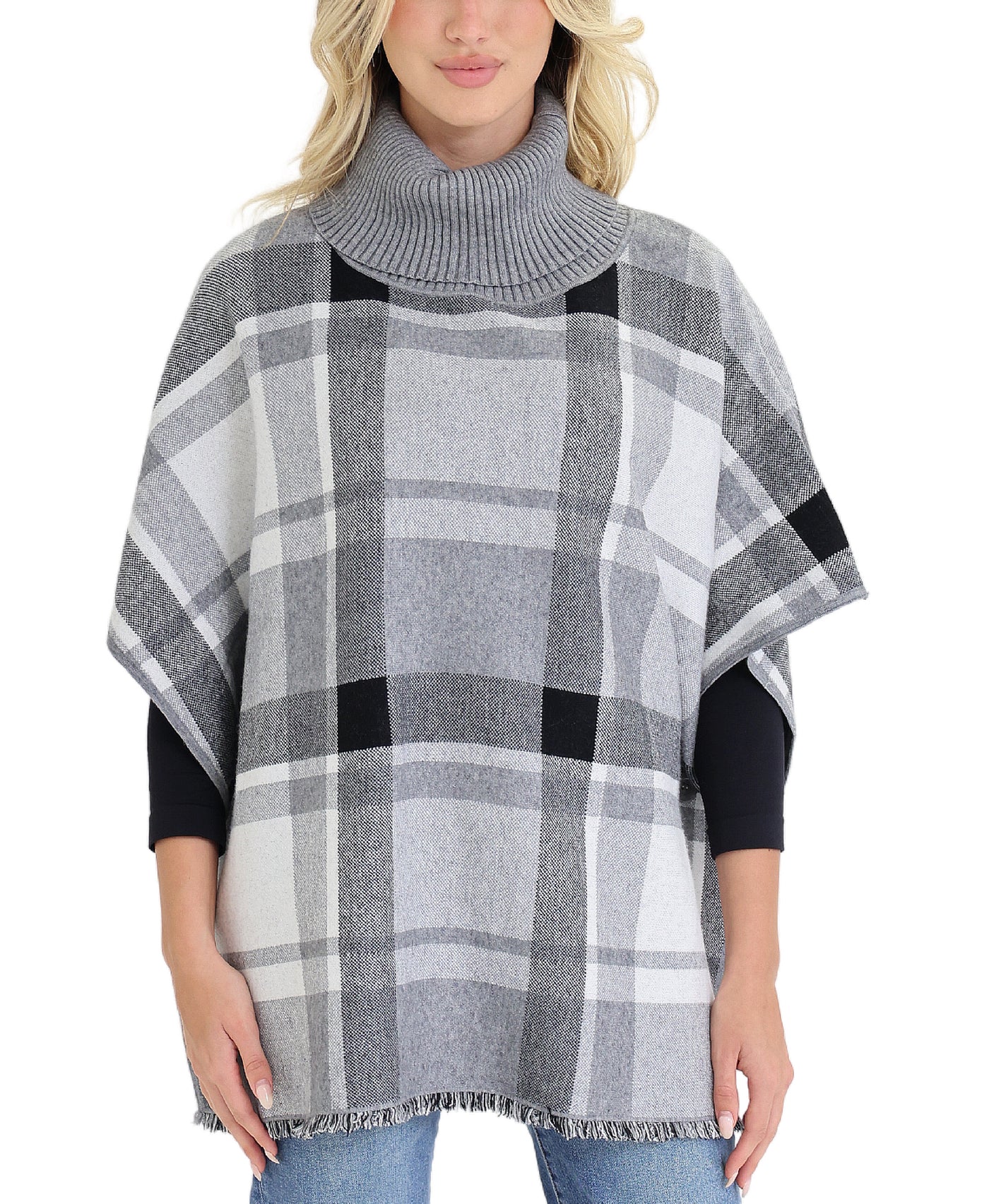 Plaid Poncho view 1