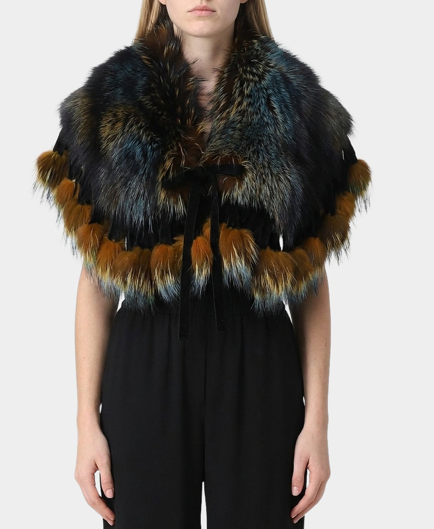 Fox Fur Topper w/ Fringe view 1
