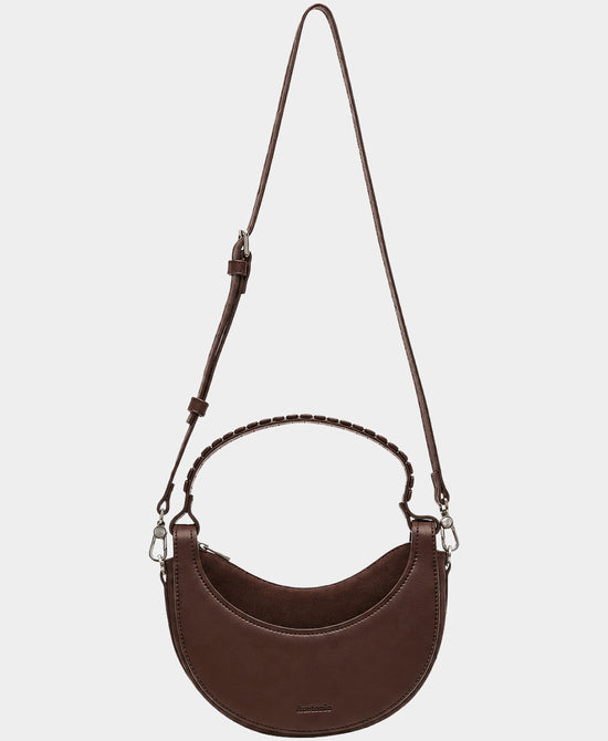 
Leather & Suede Crescent Handbag in CHOCOLATE view 1