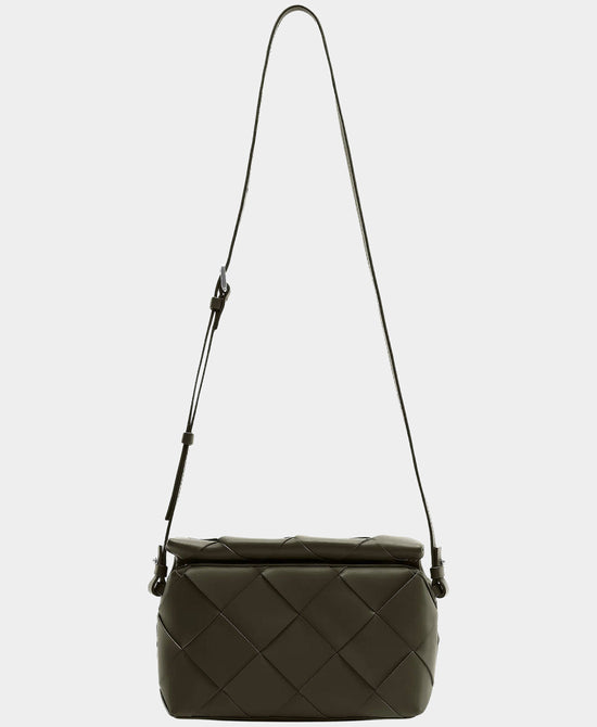 
Leather Woven Crossbody Bag in DARK MOSS view 1