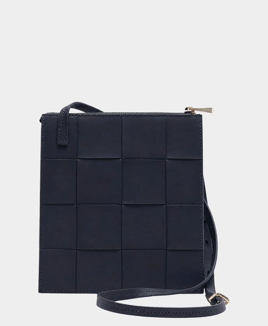 
Leather Square Woven Crossbody Bag in MIDNIGHT view 1