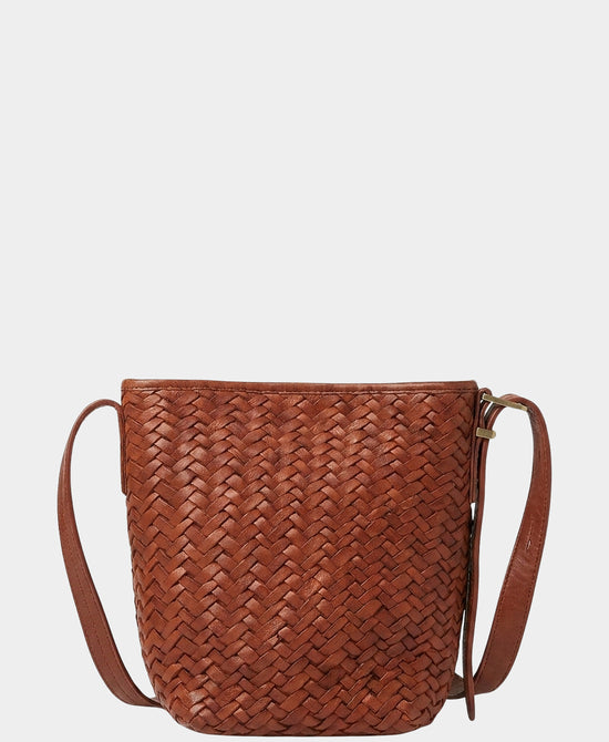 
Woven Leather Bucket Bag in BRANDY view 2