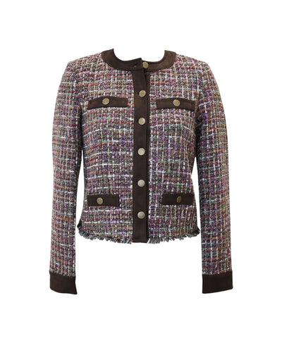 Tweed Blazer w/ Faux Suede Trim image 2