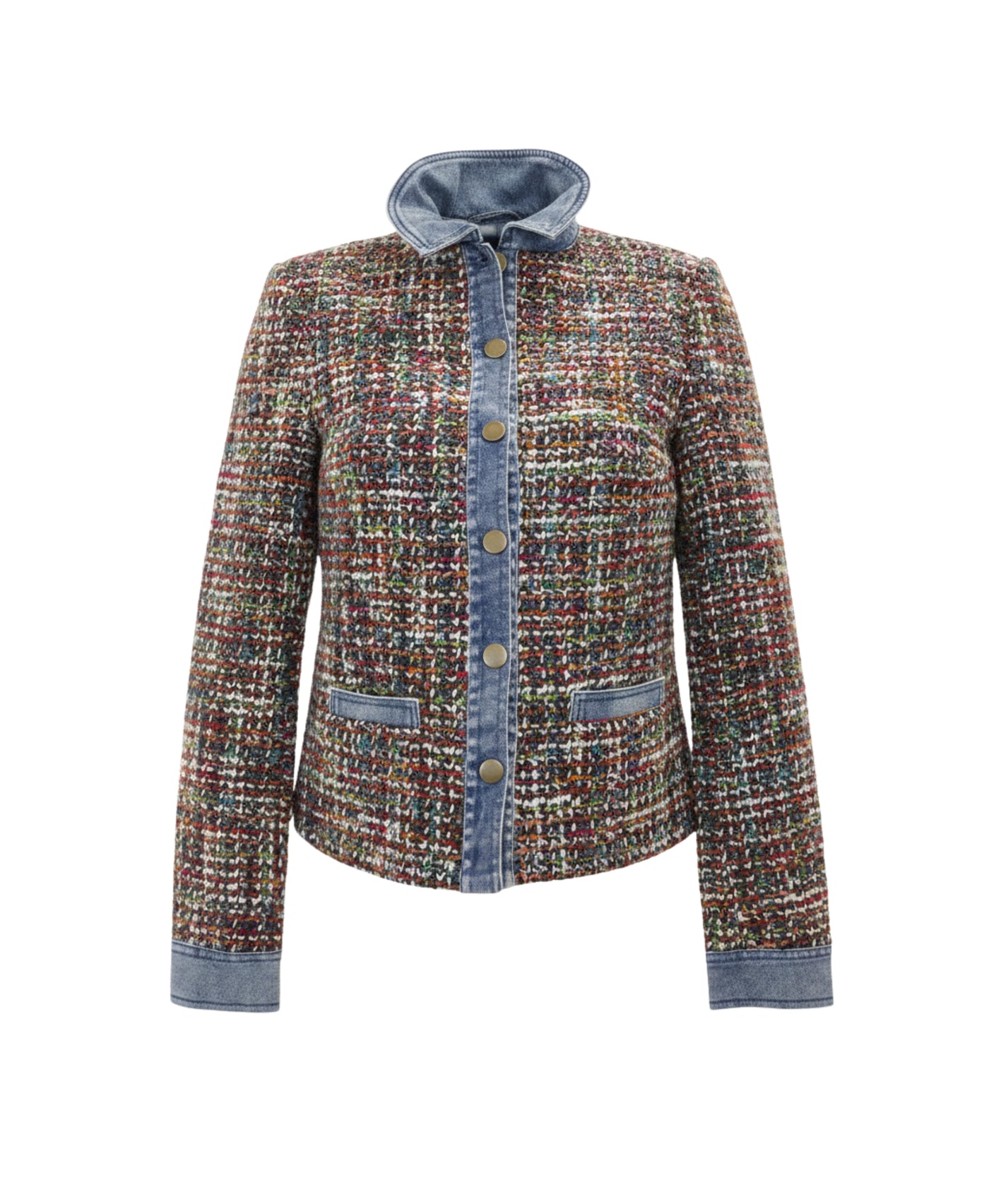 Tweed Blazer w/ Denim Trim view 2