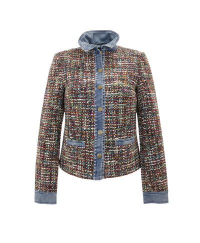 Tweed Blazer w/ Denim Trim image 2