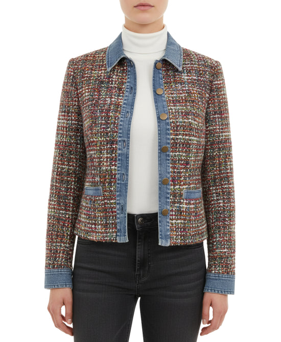 Tweed Blazer w/ Denim Trim view 