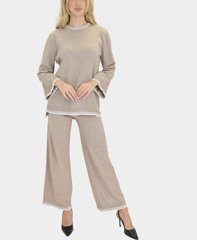 Whipstitch Knit Sweater & Pants Set- 2 Pc Set image 1