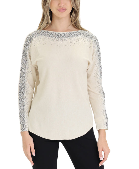 Snake Print Sequin Sweater view 