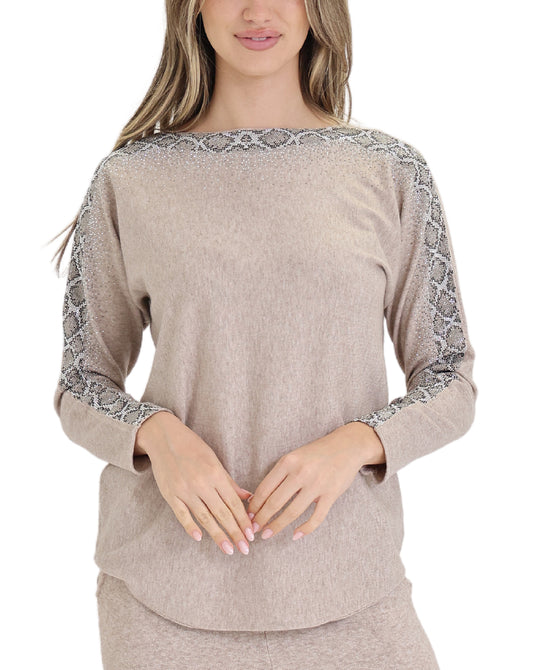 Snake Print Sequin Sweater view 