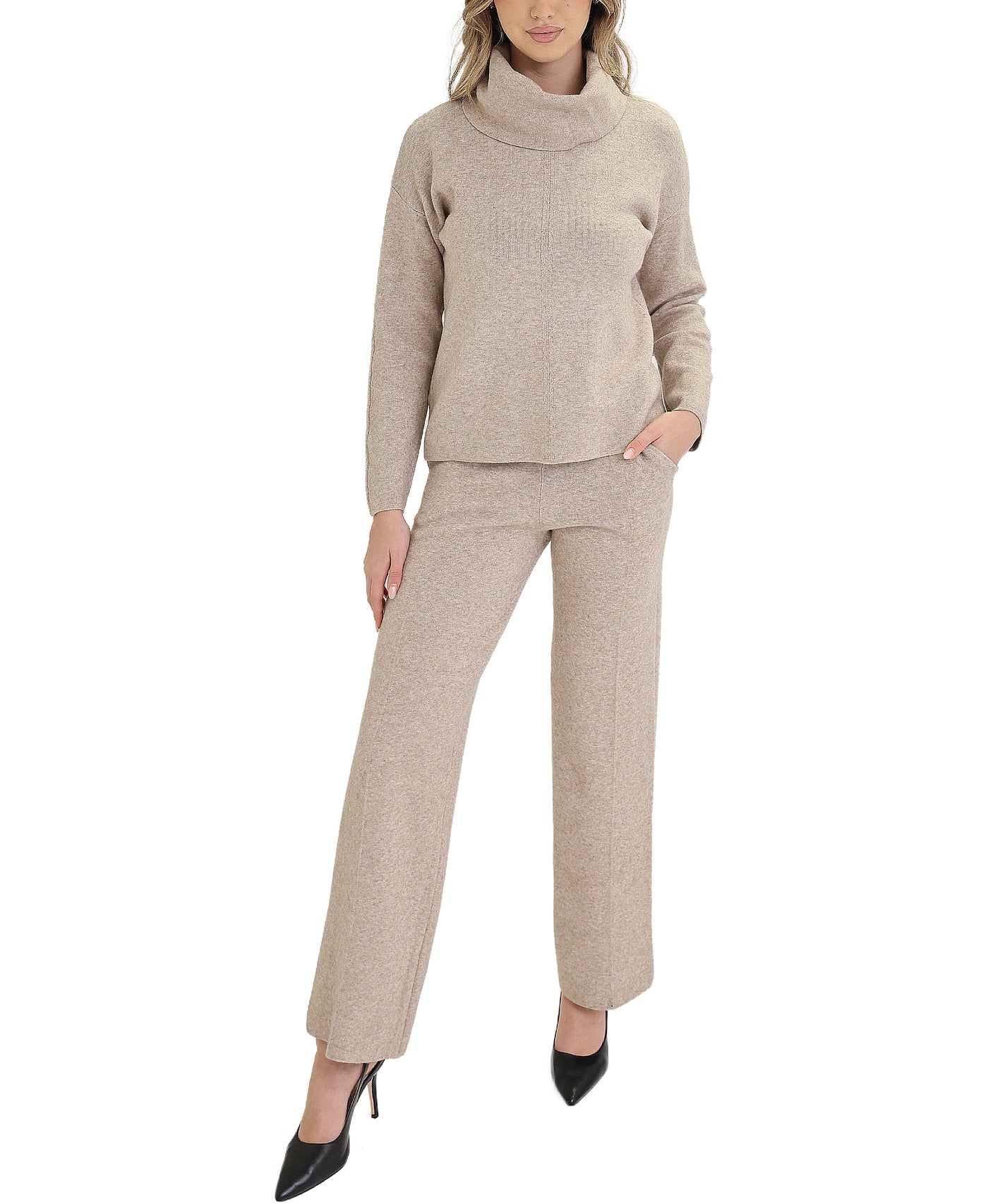 Cowl Neck Sweater & Pants Set- 2 Pc Set view 1