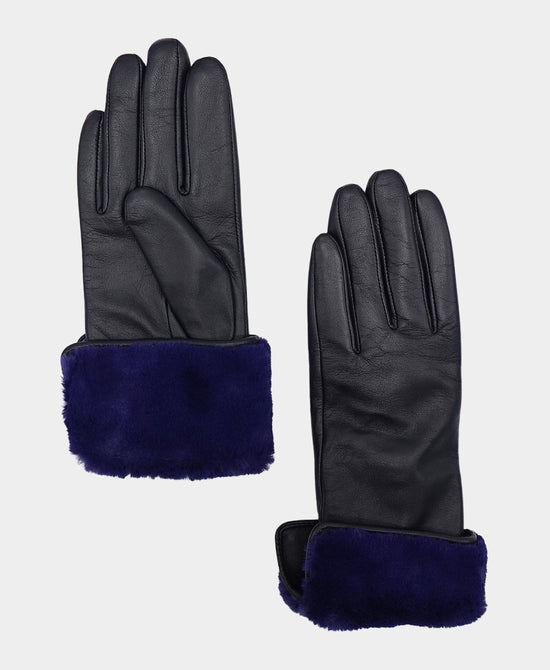 Leather Gloves w/ Faux Fur Cuff view 