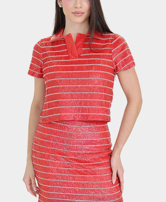 Striped Sequin Blouse view 