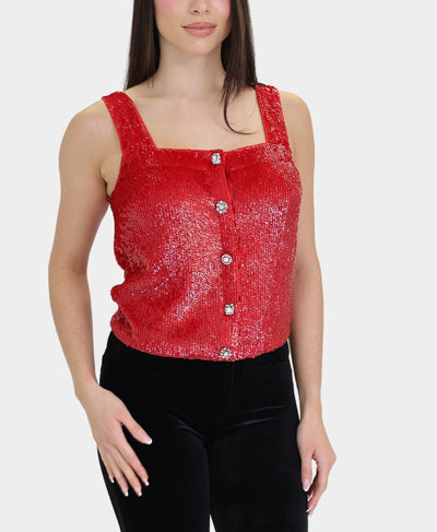 Sequin Blouse w/ Jewel Buttons image 1