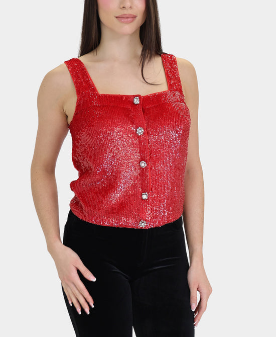 Sequin Blouse w/ Jewel Buttons view 