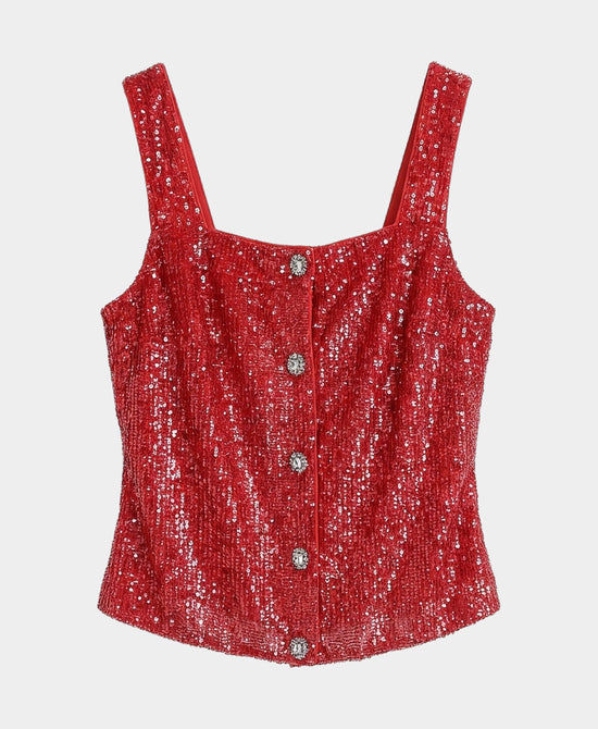 Sequin Blouse w/ Jewel Buttons view 