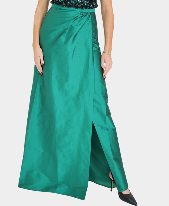 Solid Maxi Skirt w/ Slit view 