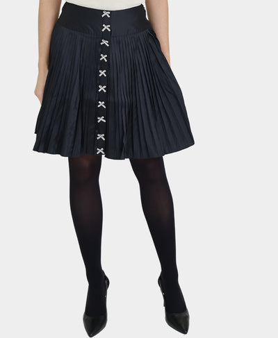Pleated Skirt w/ Crystal Bows image 1