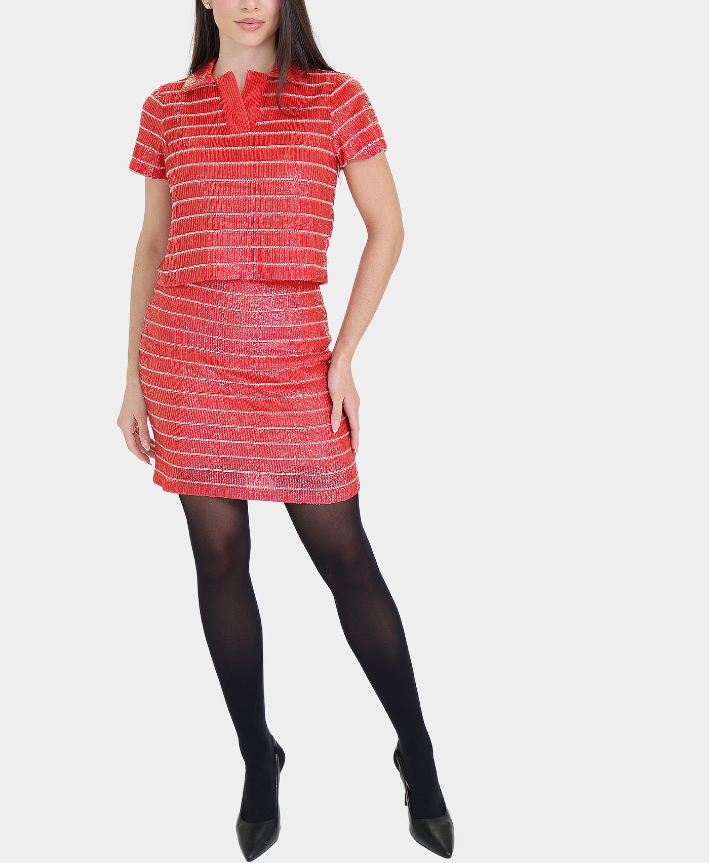 Striped Sequin Skirt view 2