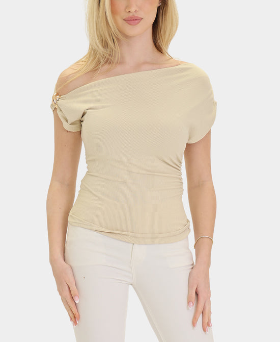 Cap Sleeve Top w/ Gold Buckle view 1