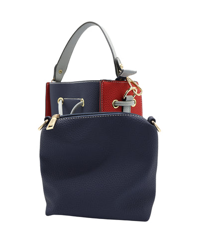 Faux Leather Colorblock Handbag w/ Mini Bag image 3