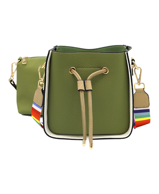 Faux Leather Colorblock Handbag w/ Mini Bag view 