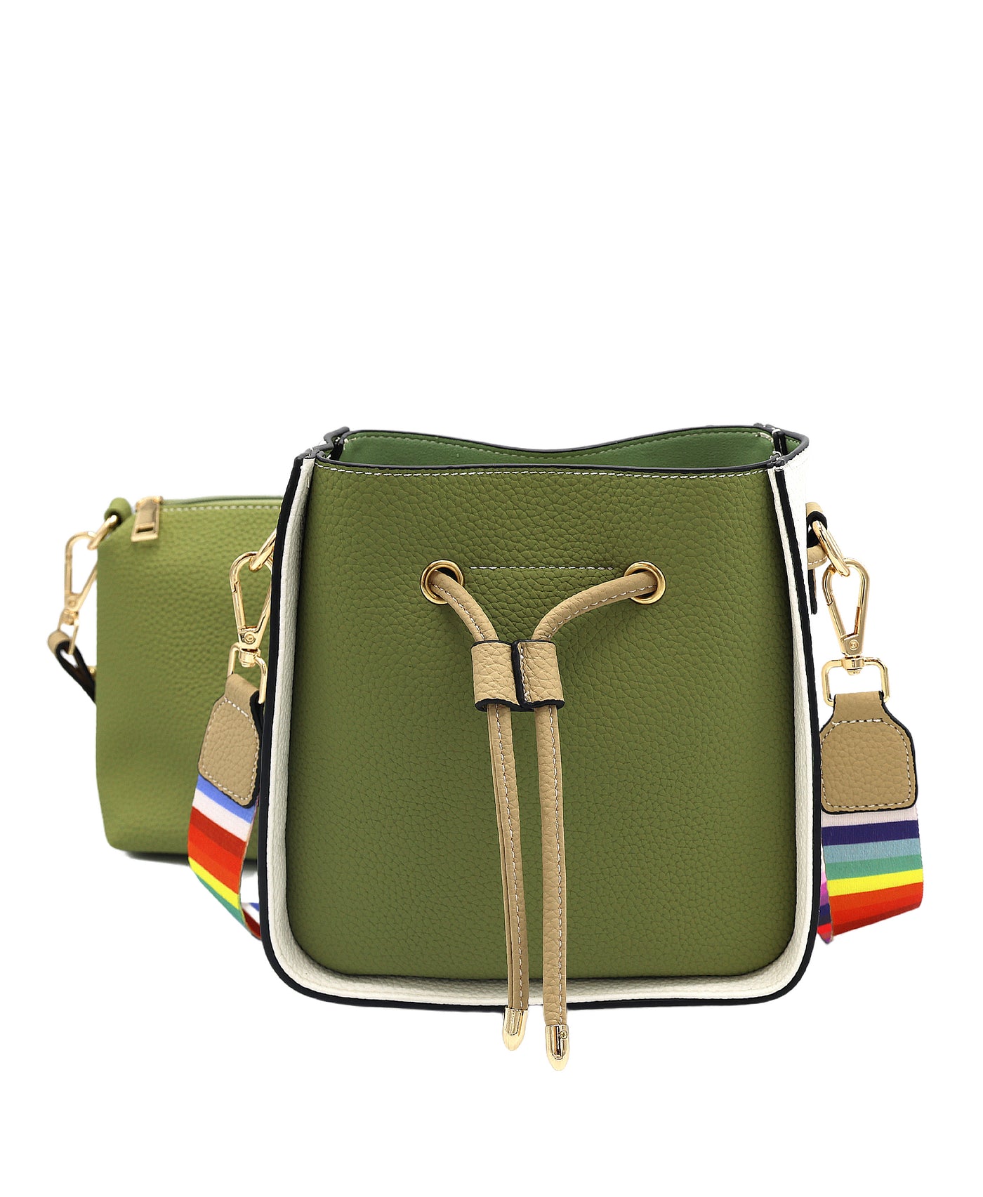 Faux Leather Colorblock Handbag w/ Mini Bag view 1
