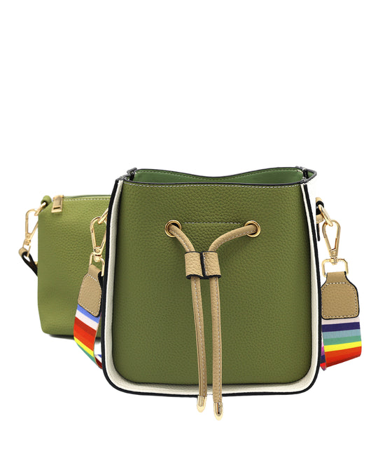 Faux Leather Colorblock Handbag w/ Mini Bag view 