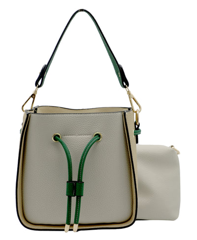 Faux Leather Colorblock Handbag w/ Mini Bag image 2