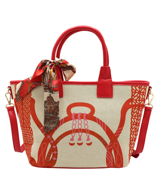 Printed Fabric Handbag w/ Twilly view 