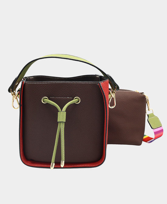 Faux Leather Colorblock Handbag w/ Mini Bag view 