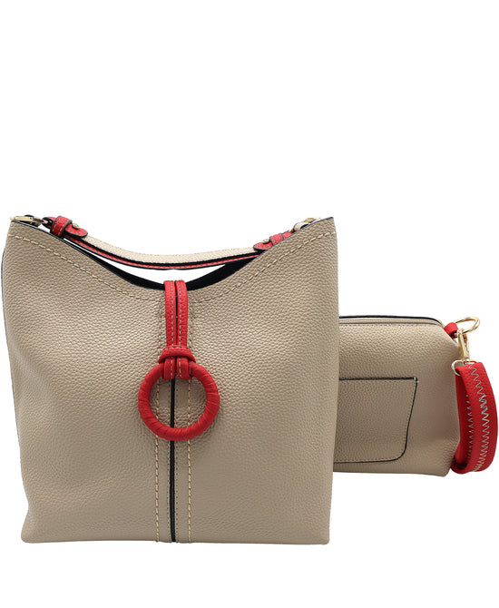 2in1 Faux Leather Hobo Handbag view 